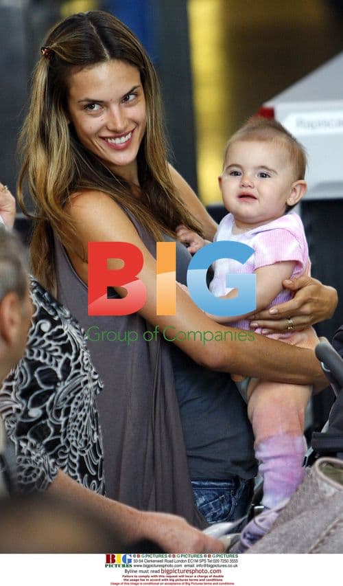 Alessandra Ambrosio and Jamie Mazur with daughter at LAX