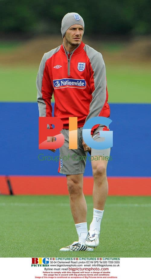 David Beckham with England team at training