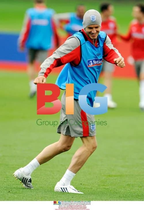 David Beckham and England team training at Wembley