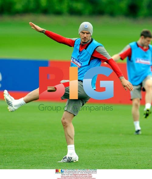 David Beckham with England team at Wembley training