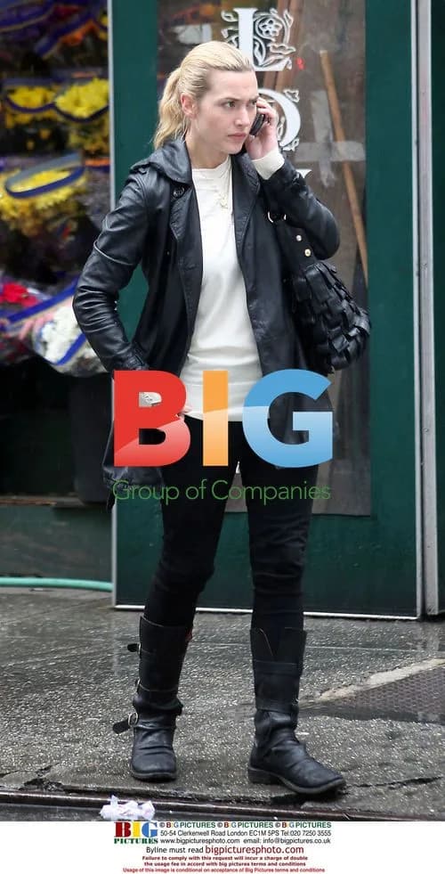 Kate Winslet Spotted Talking on Phone in Rain