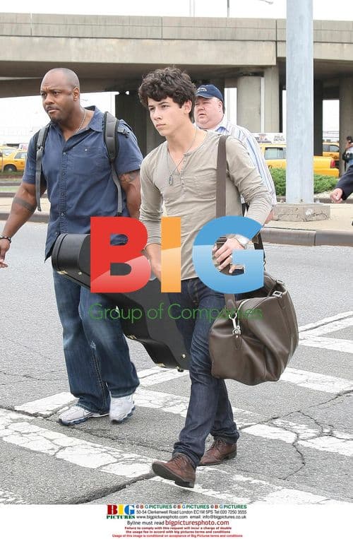 Nick Jonas arrives at La Guardia Airport