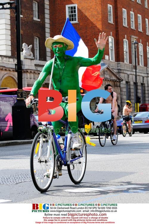 Naked Cyclists Protest Oil Dependence