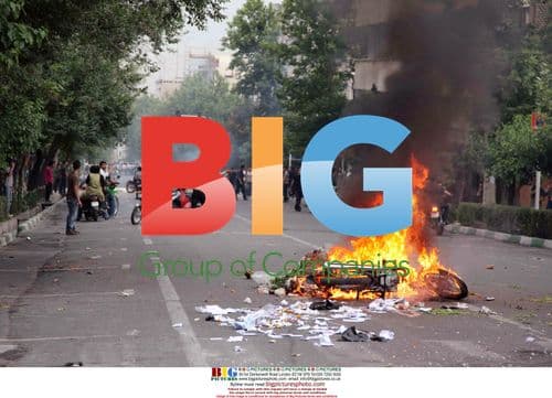 Motorcycle burns during Iran election protest