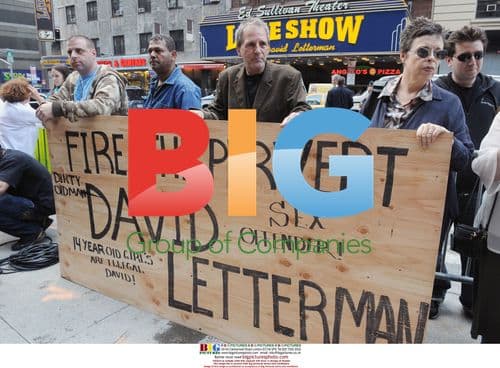 Protestors outside Letterman's show
