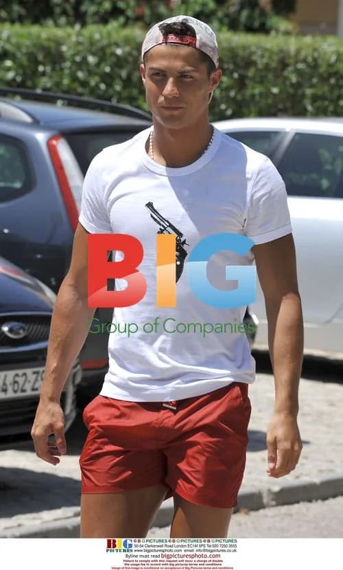 Cristiano Ronaldo Greets Press Outside Villa