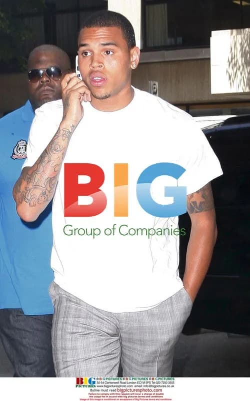 Chris Brown at lawyer's office before court case