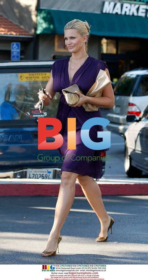 Natasha Henstridge in purple dress at Beverly Glen Market