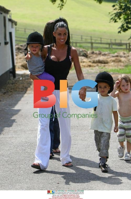 Katie Price and kids horse riding and chasing animals