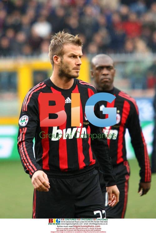 David Beckham laughs during AC Milan match