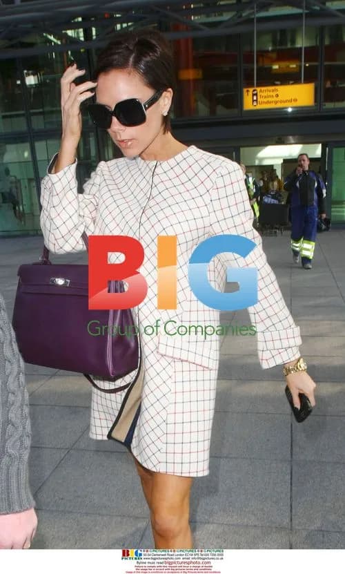 Victoria Beckham arrives at Heathrow