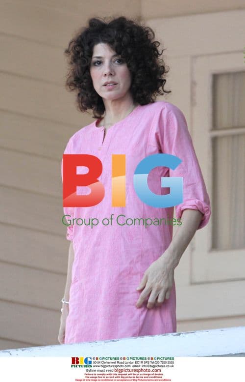 Marisa Tomei on movie set with co-stars