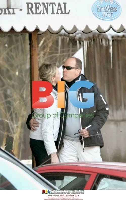 Prince Albert II and Charlene Wittstock skiing in Gstaadt