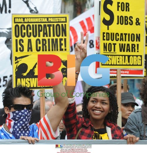 Anti-war activists march in Hollywood