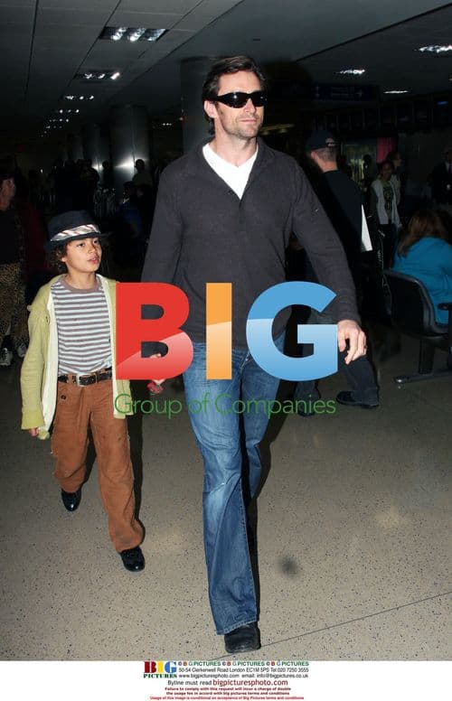 Hugh Jackman and son Oscar at LAX
