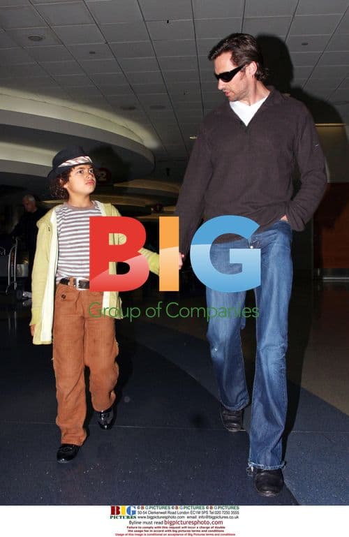 Hugh Jackman and son Oscar at LAX