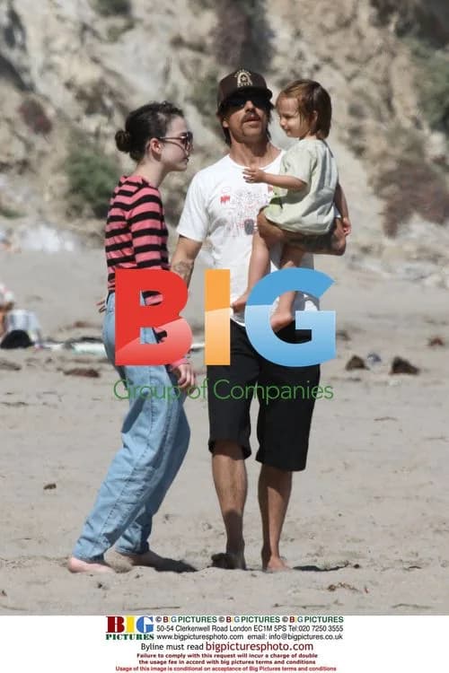 Anthony Kiedis and family on Malibu beach