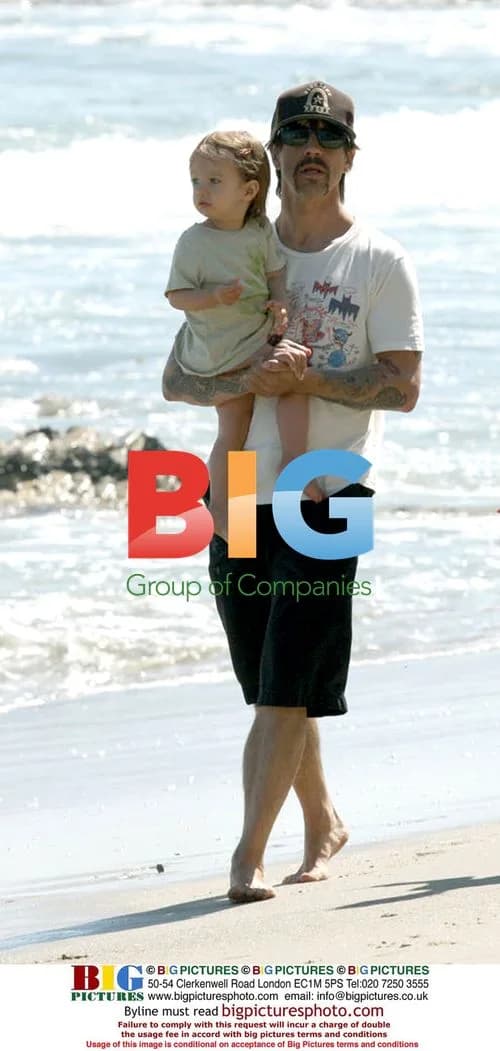 Anthony Kiedis and family at Malibu beach