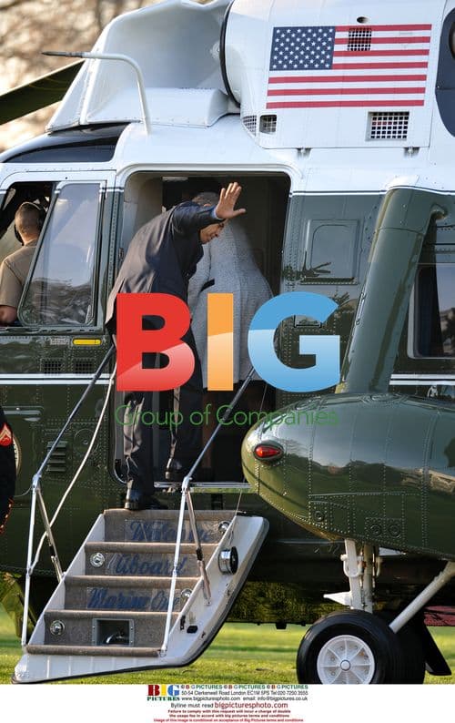 Obama departs for Europe trip in Marine One