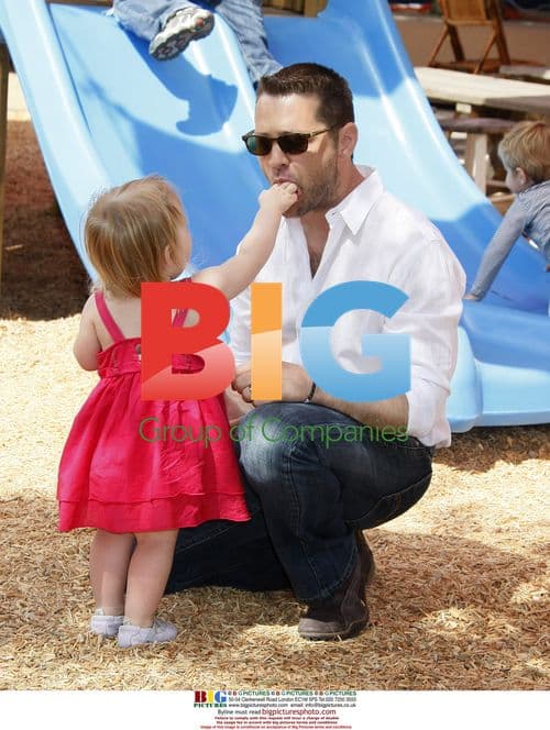 Jason Priestley with family in Santa Monica