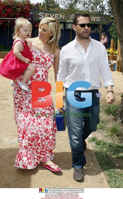 Jason Priestley with pregnant wife and daughter