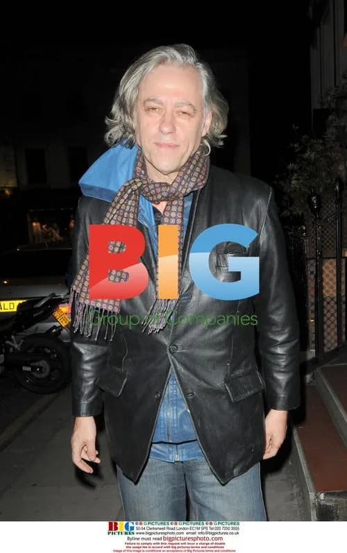 Bob Geldof trips on bin bag in London