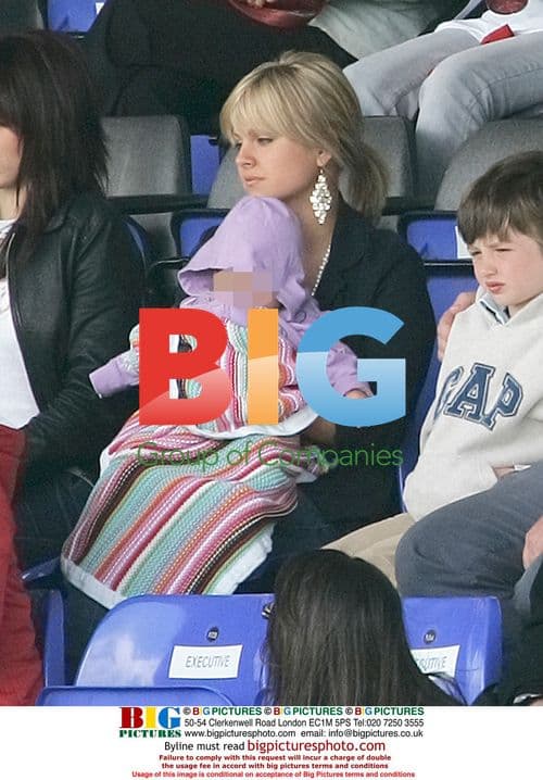 Tina O'Brien with baby at charity football event