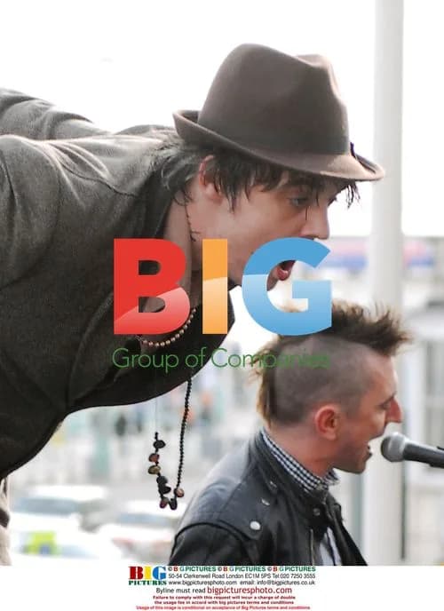 Pete Doherty pretends to dive into crowd