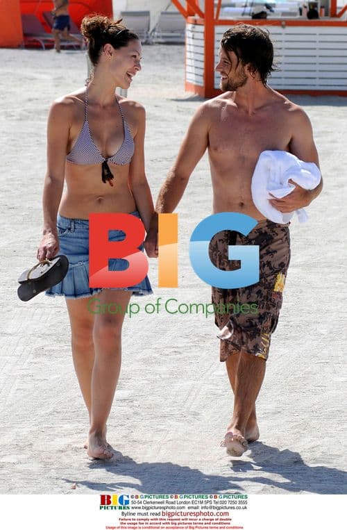 Louise Griffiths and Jesse Spencer Stroll on Miami Beach