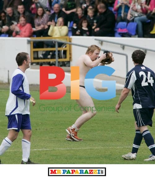 Jamie Lomas Tackled by Streaker at Charity Match
