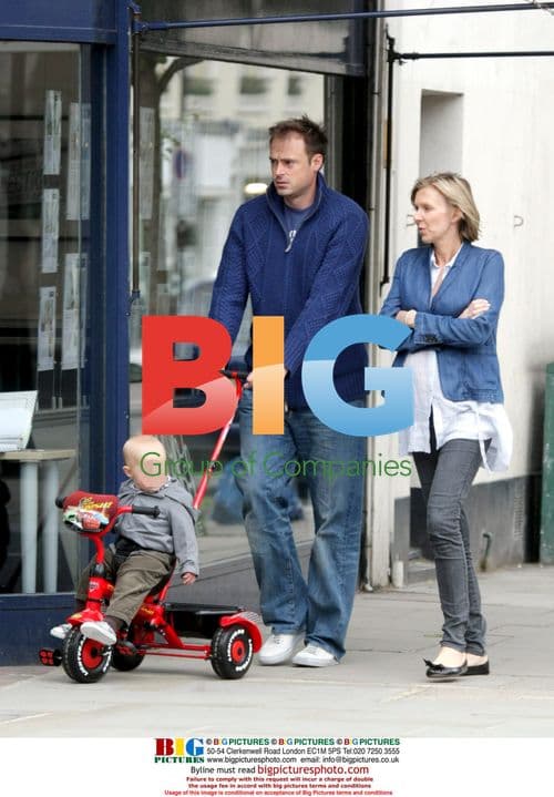Jamie Theakston out with pregnant wife and son