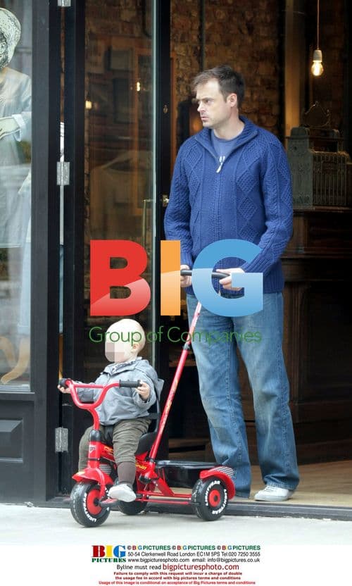 Jamie Theakston out with pregnant wife and son