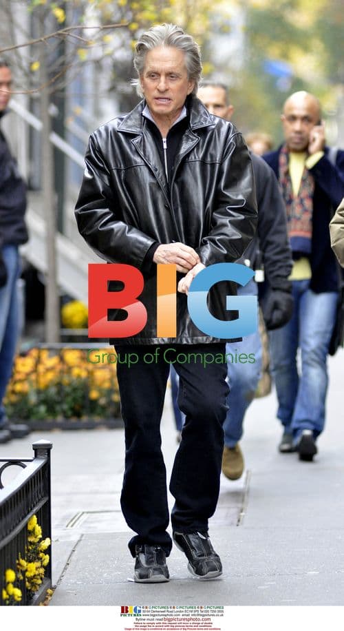 Michael Douglas on set of 'Wall Street 2' in NYC