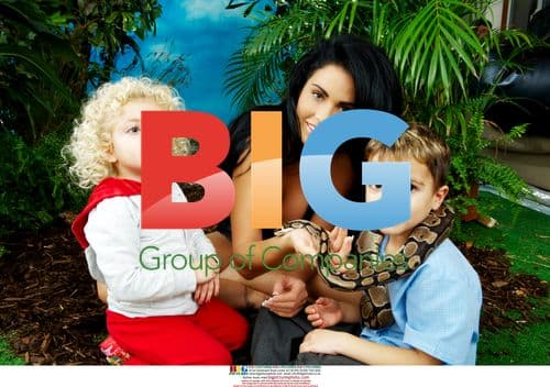 Katie Price with children making friends with jungle creatures