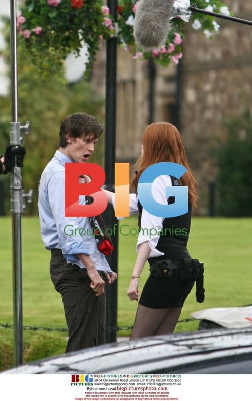 Matt Smith and Karen Gillan on Doctor Who set