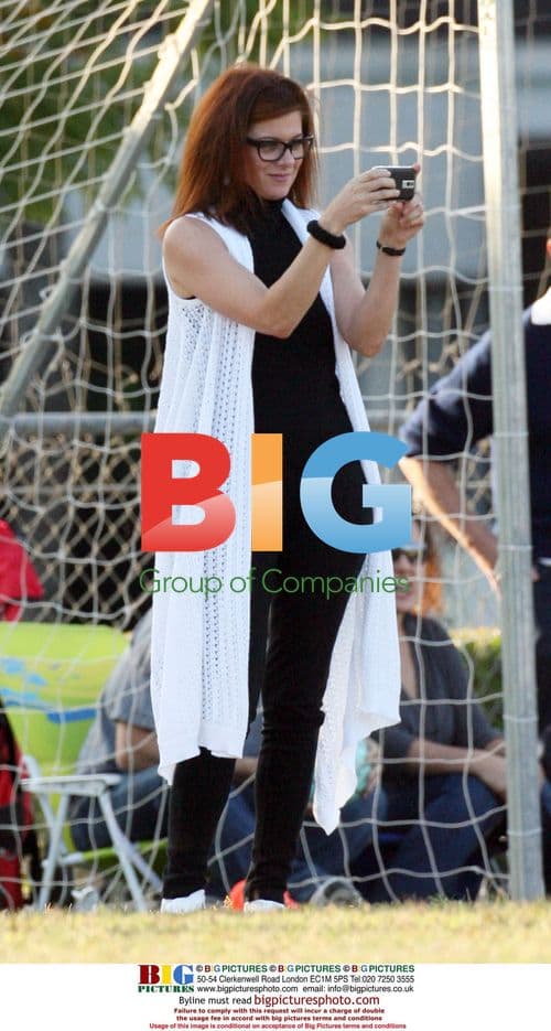 Debra Messing & husband at son's soccer match