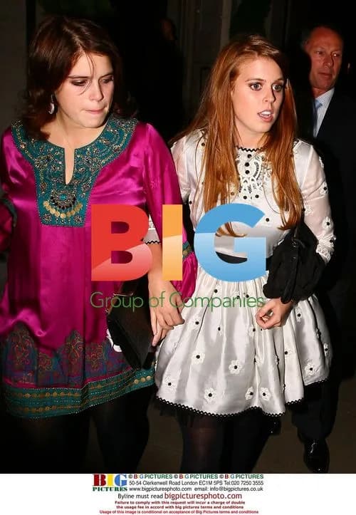 Princesses Beatrice and Eugenie leaving hotel