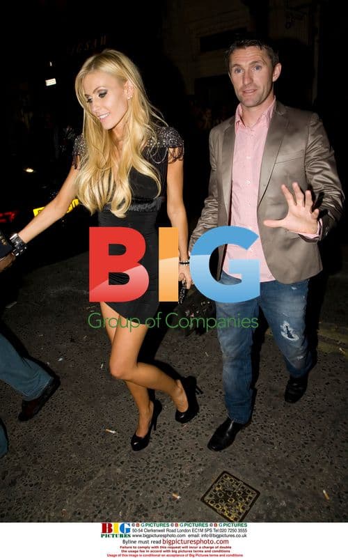 Robbie Keane and Claudine Palmer leaving Movida Nightclub