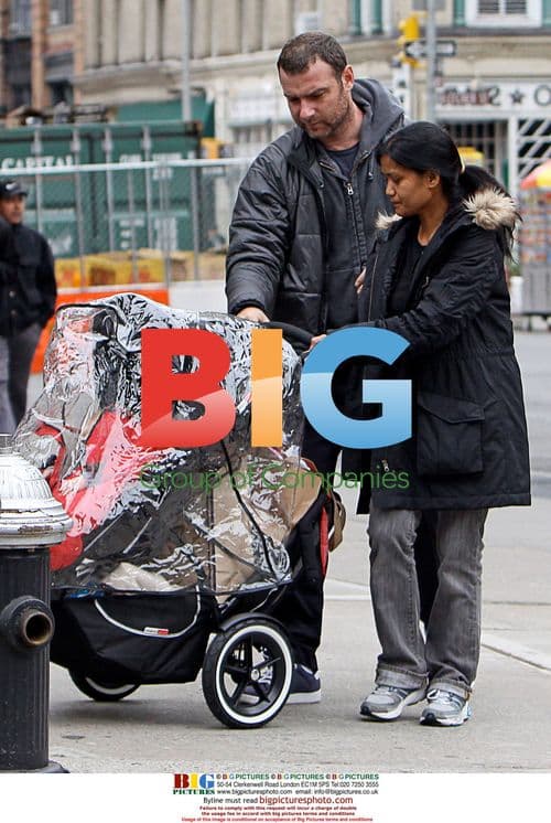 Liev Schreiber Takes Sons For Morning Stroll