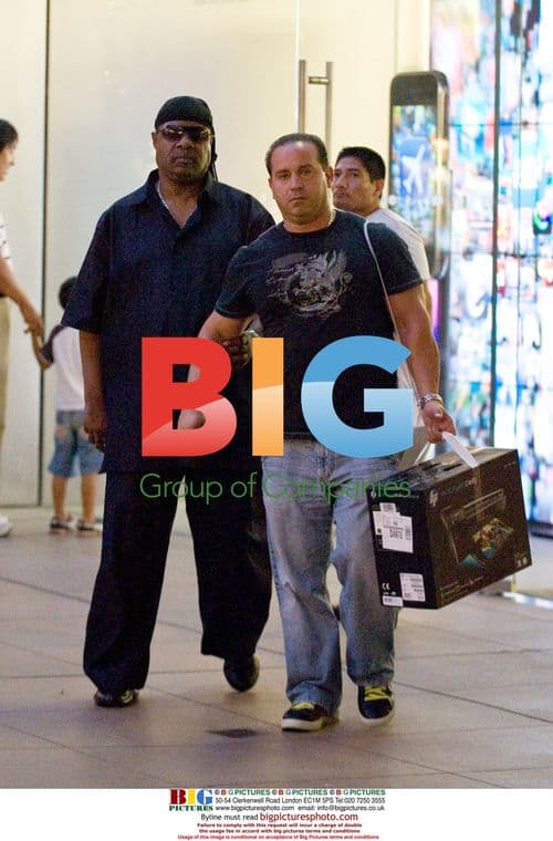 Stevie Wonder Leaves Apple Store at The Grove