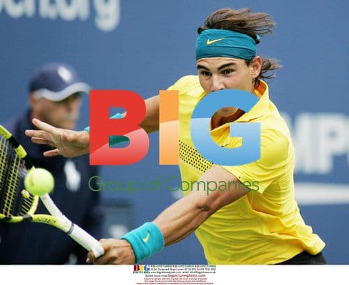 Rafael Nadal returns ball at US Open