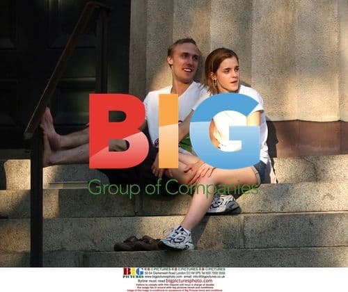 Emma Watson with boyfriend Jay Barrymore on Brown University steps
