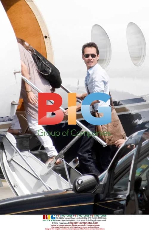 Marc Anthony and Daughter Emma Boarding Private Plane