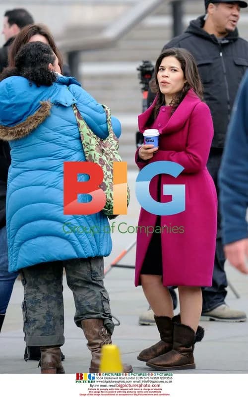 America Ferrera on 'Ugly Betty' set in London