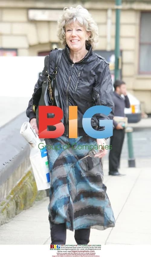 Sue Nicholls Arriving for Filming in Bradford