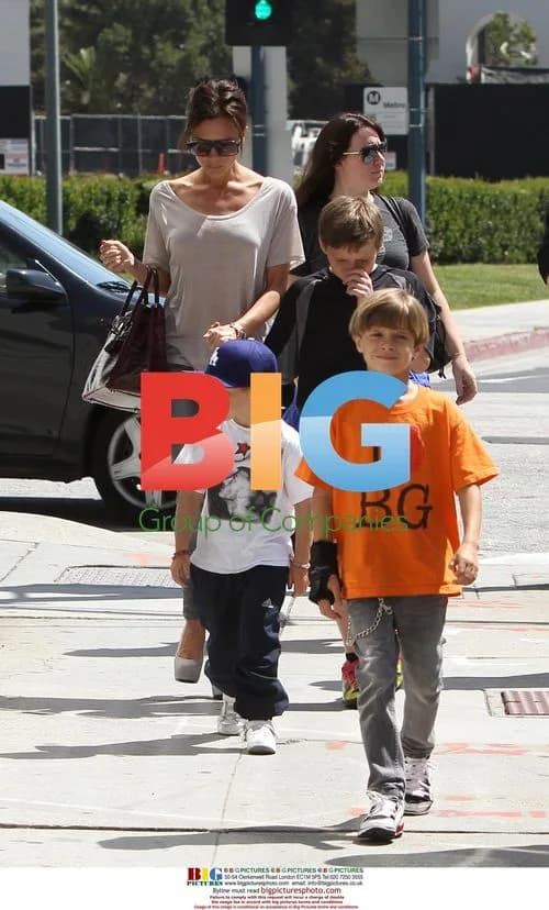 David and Victoria Beckham with Kids