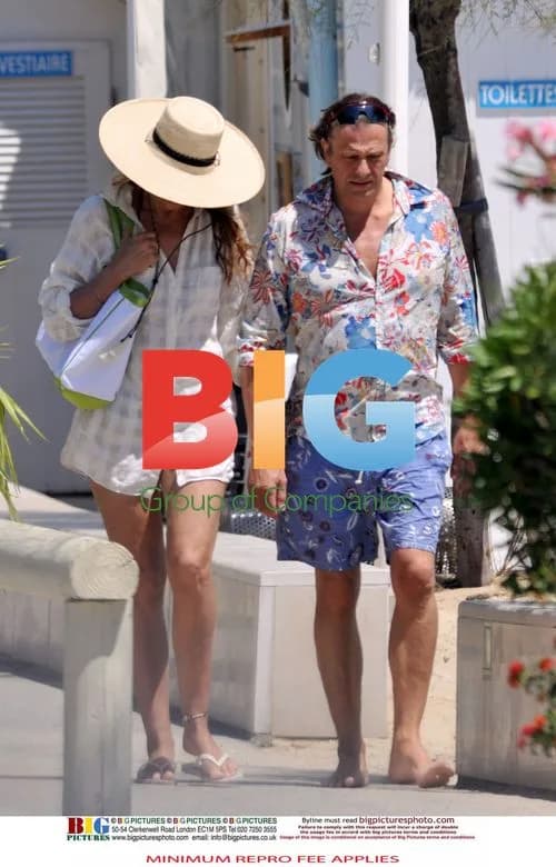 Jerry Hall with Boyfriend on Beach