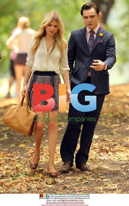 Ed Westwick and Clemence Poesy on 'Gossip Girl' Set