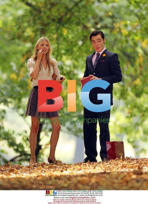 Ed Westwick and Clemence Poesy filming 'Gossip Girl'