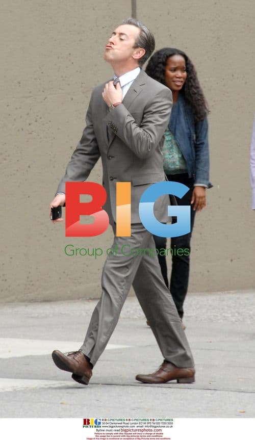 Alan Cumming and Archie Panjabi filming "The Good Wife"